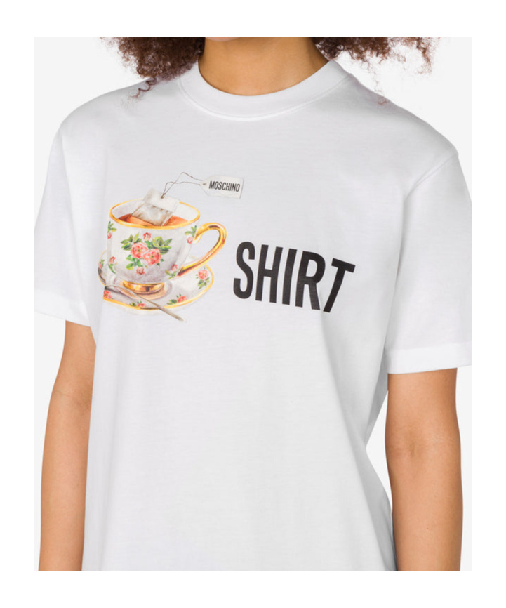 Moschino Playful Cotton T-shirt With Floral Print In White
