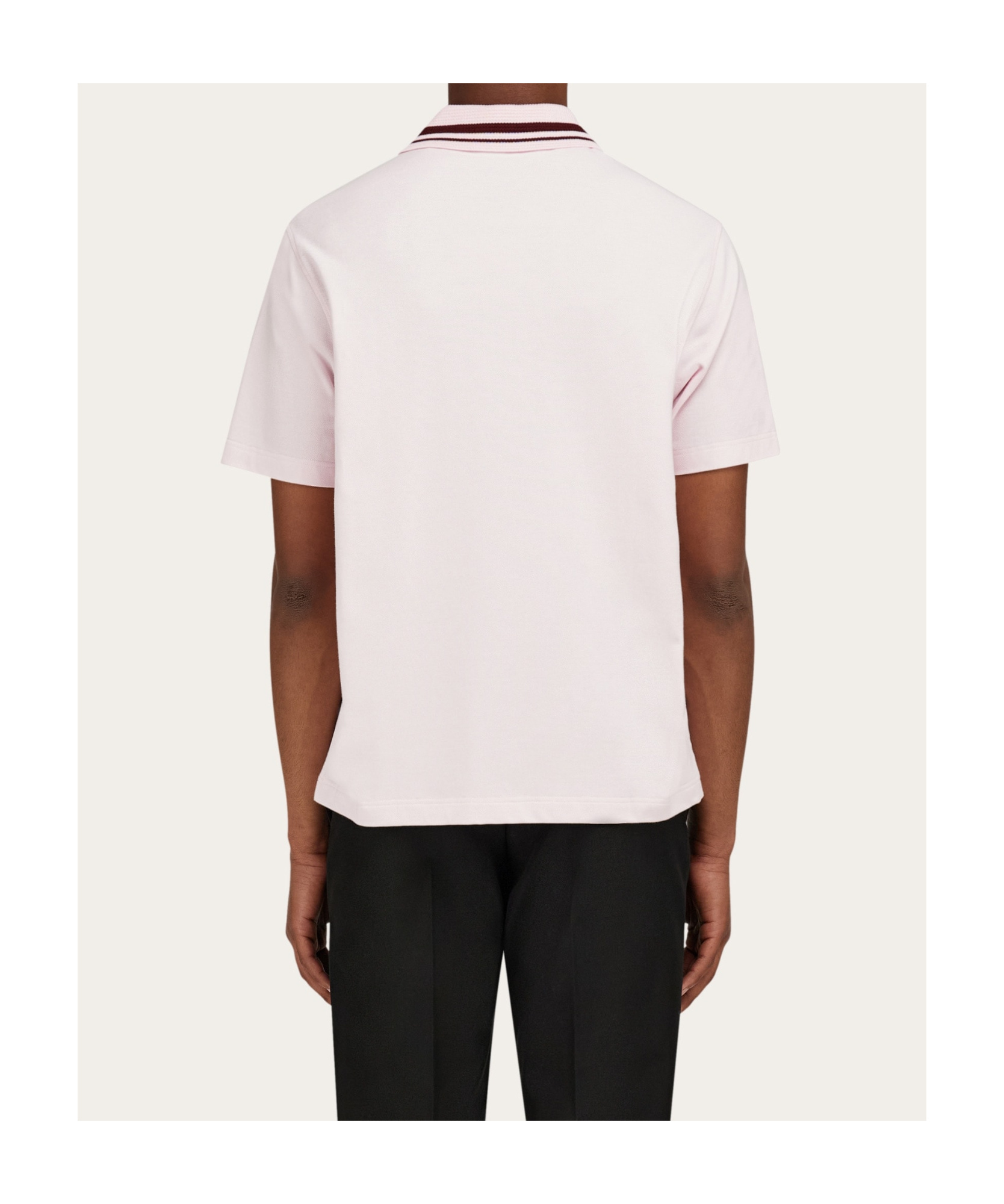 Ferragamo Organic Cotton Polo Shirt In Cotton Candy/bordeaux