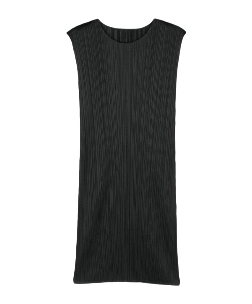 Issey Miyake Pleated Shift Dress In Black