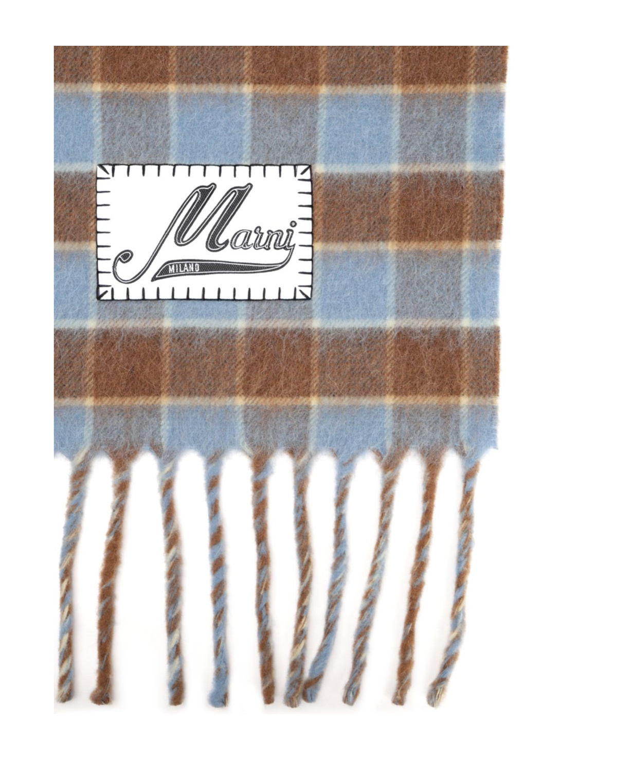 Marni Double-face Wool Scarf Scarves And Foulards Blue In Gray