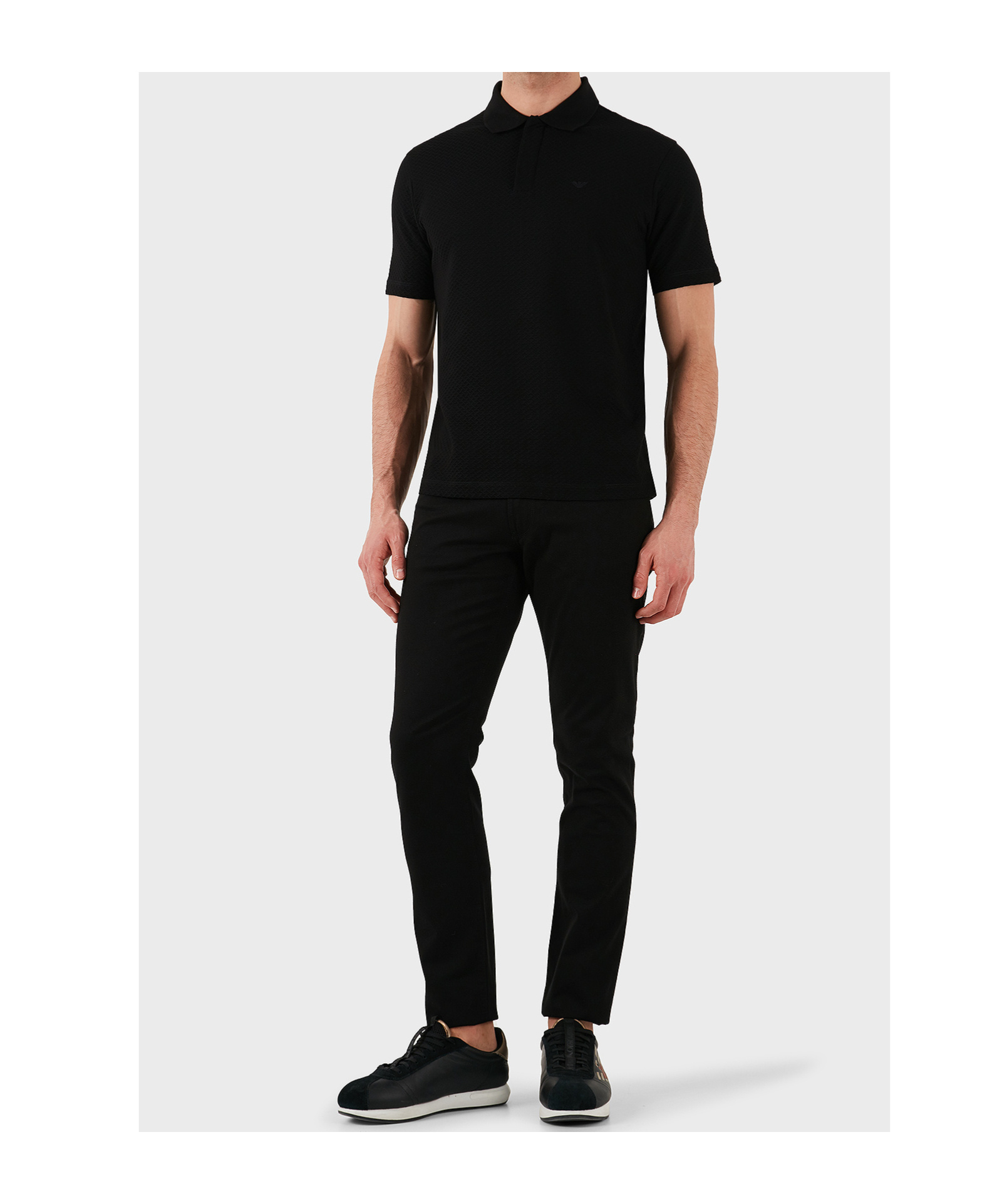 Emporio Armani Eagle Logo-embossed Brand-patch Slim-fit Stretch-denim Jeans In Black