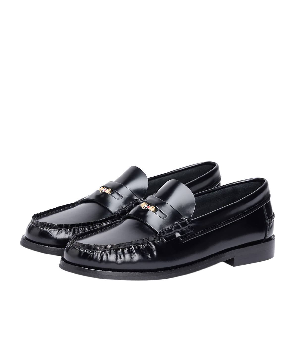 Tommy Hilfiger Patent Leather Cushioned Loafers In Black