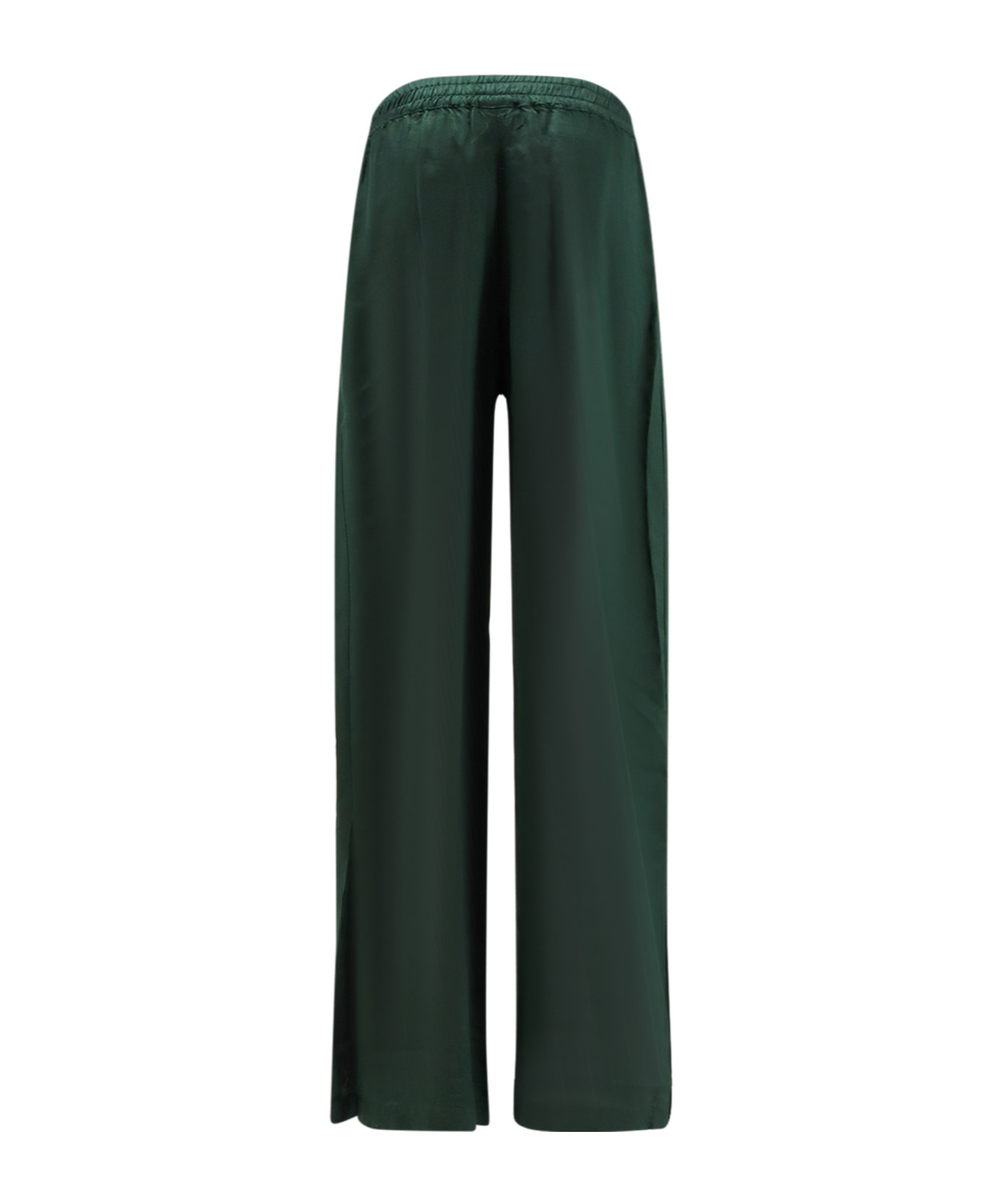 Aspesi Trousers Elastic Waistband Side Welt Pockets Wide Leg In Green