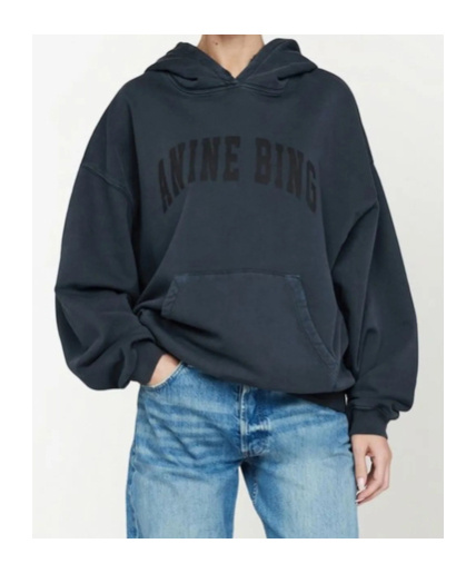 ANINE BING ANINE BING HARVEY DISTRESSED LOGO PRINTED HOODIE