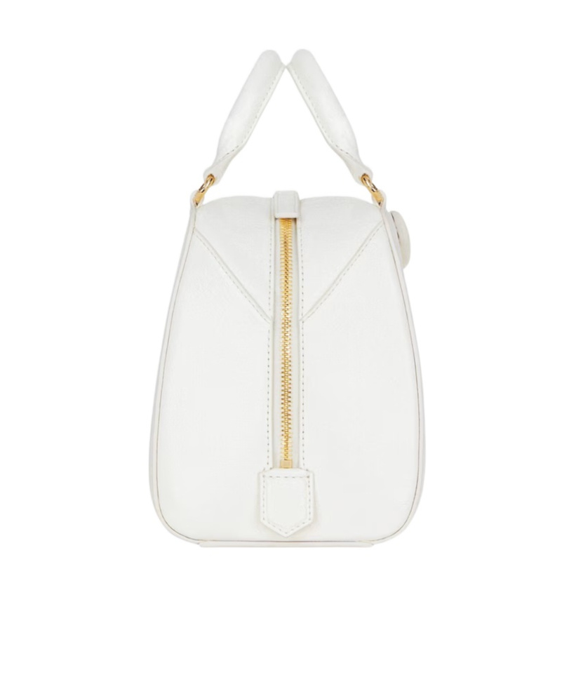 Givenchy Timeless Buffalo Leather Handbag With Elegant Gold Accents In White