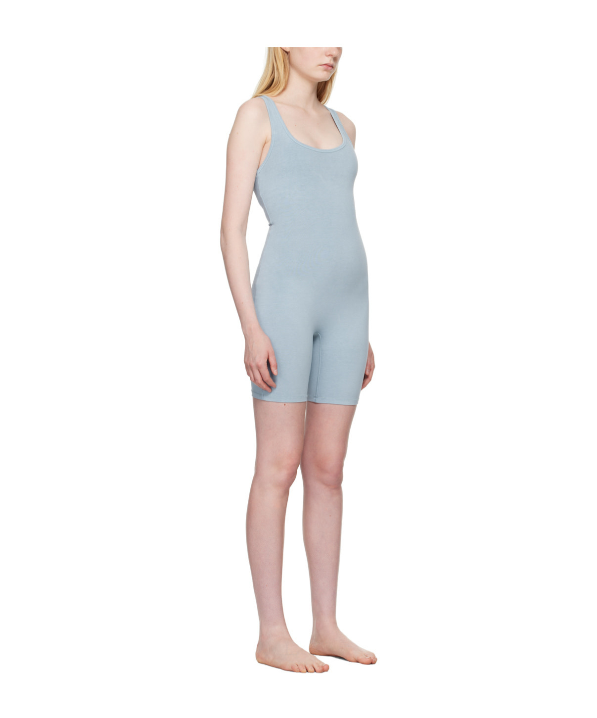 Skims Blue Outdoor Mid Thigh Jumpsuit In Gray