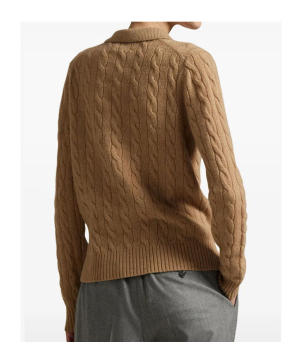 Polo Ralph Lauren Cable-knit Polo Sweater In Brown
