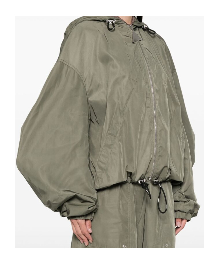 Attico Hooded Bomber Jacket In Gray