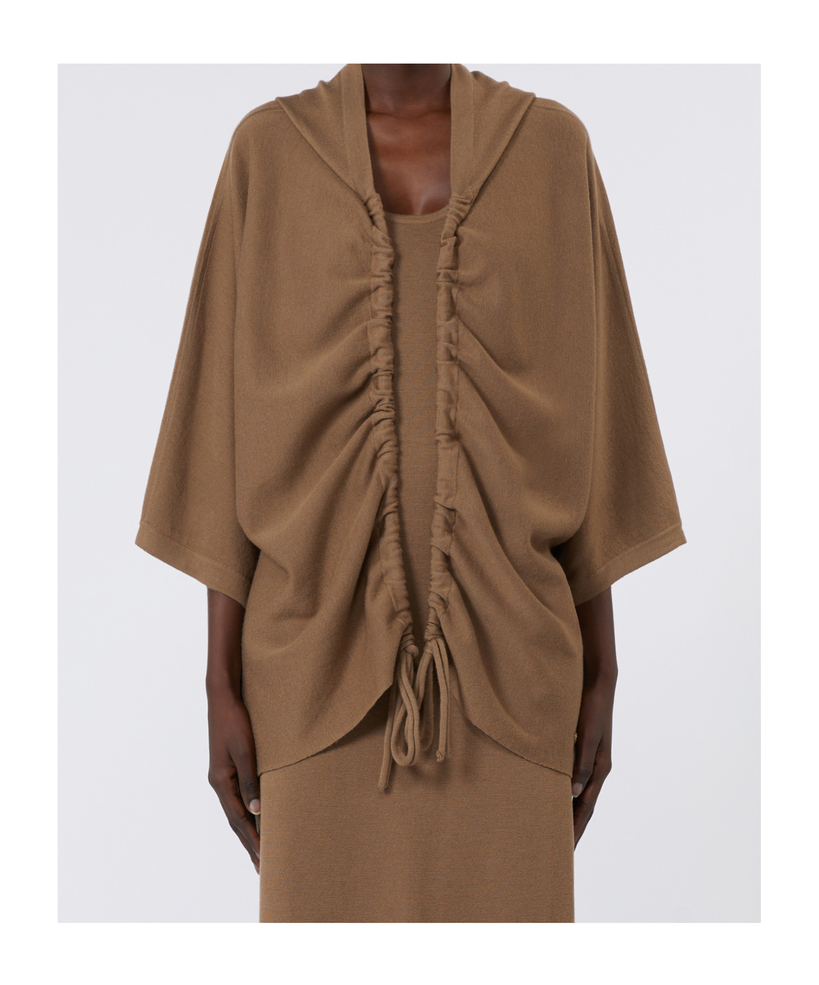 Max Mara Relaxed Oversized Brown Hoodie With Drawstring Closure In Brown