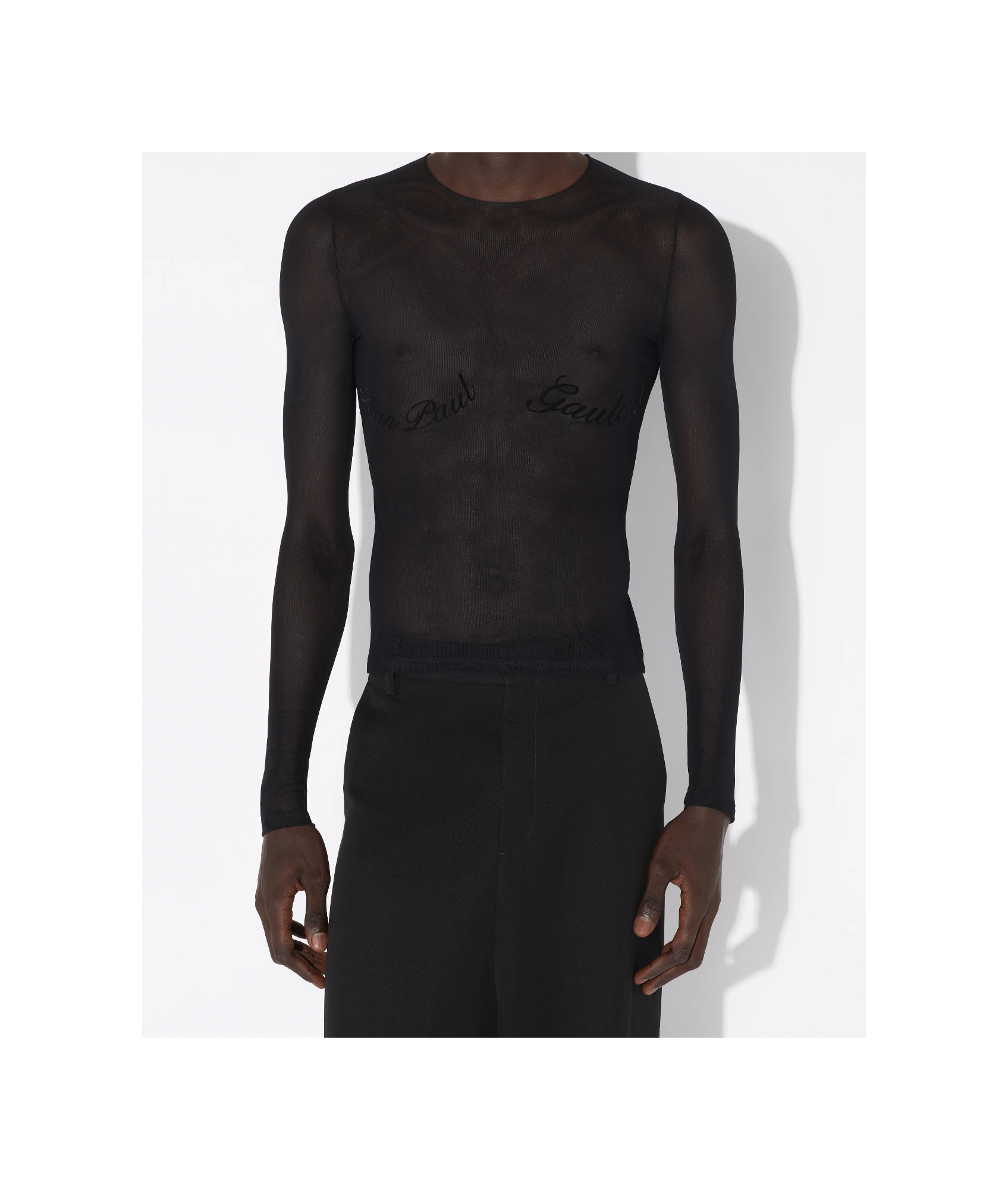 Shop Jean Paul Gaultier Flocked-logo T-shirt In Black