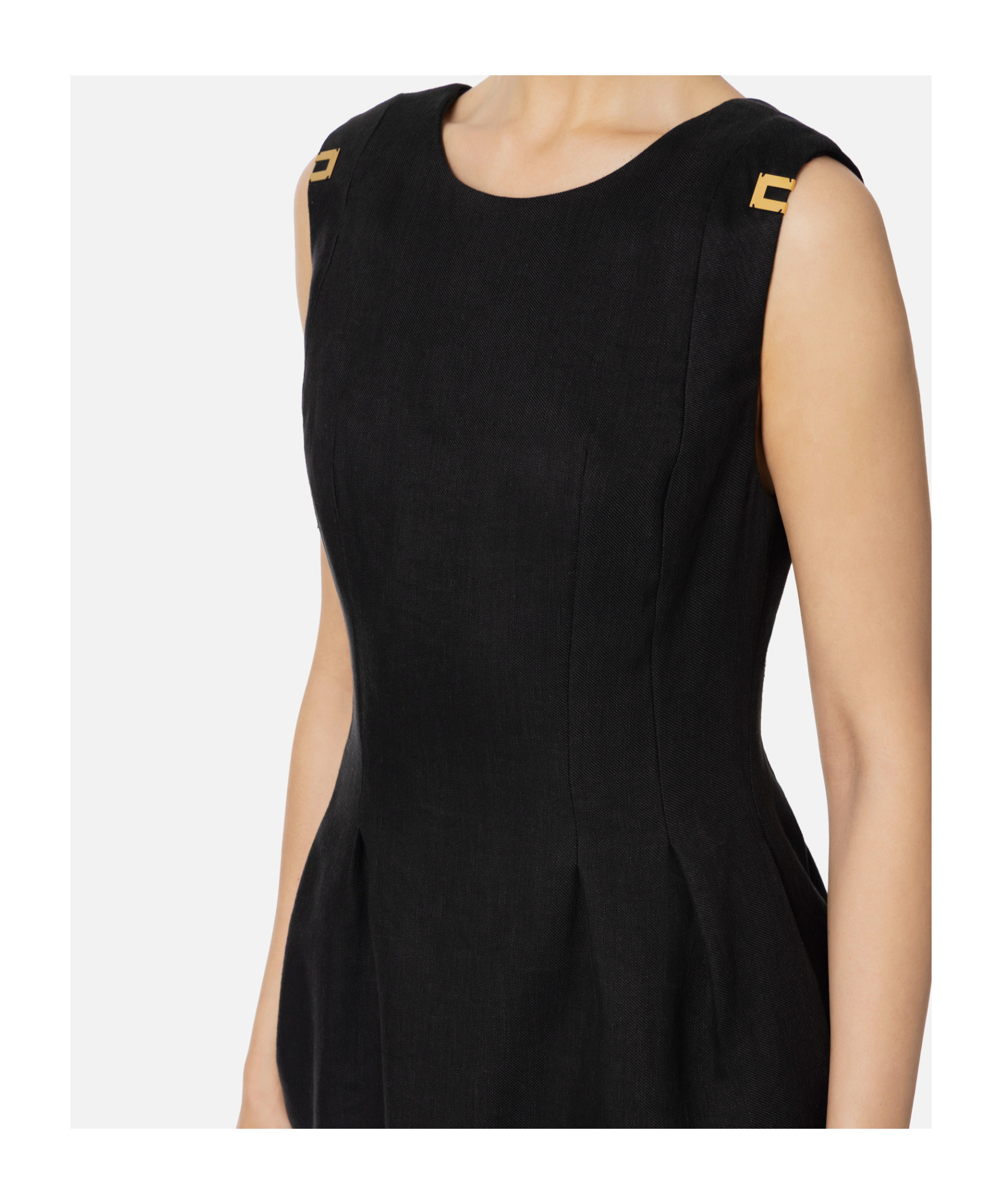 Elisabetta Franchi Linen And Viscose Dress In Black