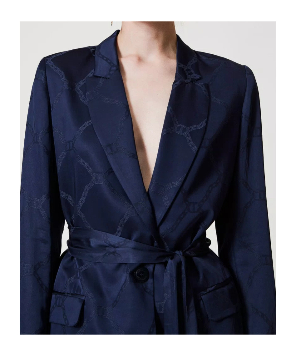 Shop Twinset Logo-jacquard Blazer In Black