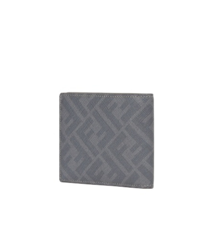 Fendi Ff-jacquard Bi-fold Wallet In Gray