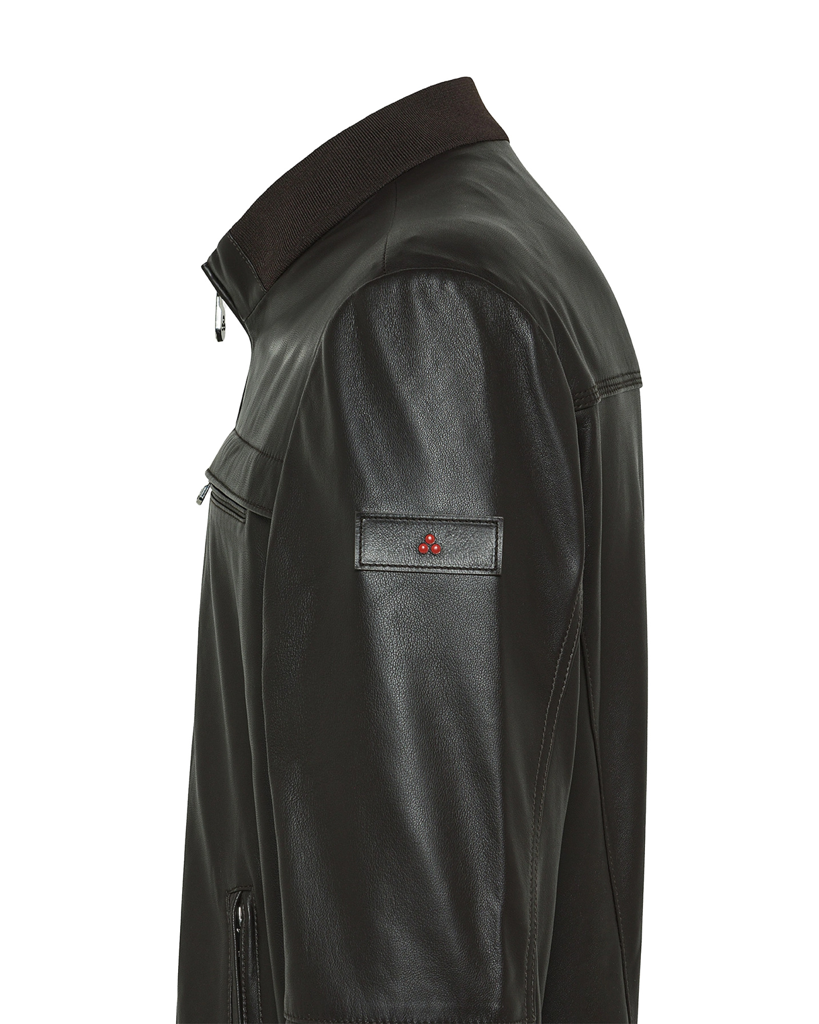 Peuterey Brown Leather Jacket In Black