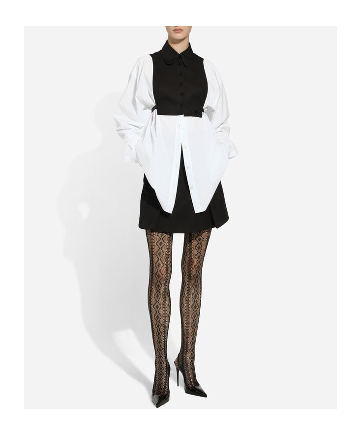 Dolce & Gabbana Cotton Shirt With Contrasting Shirt Front In White
