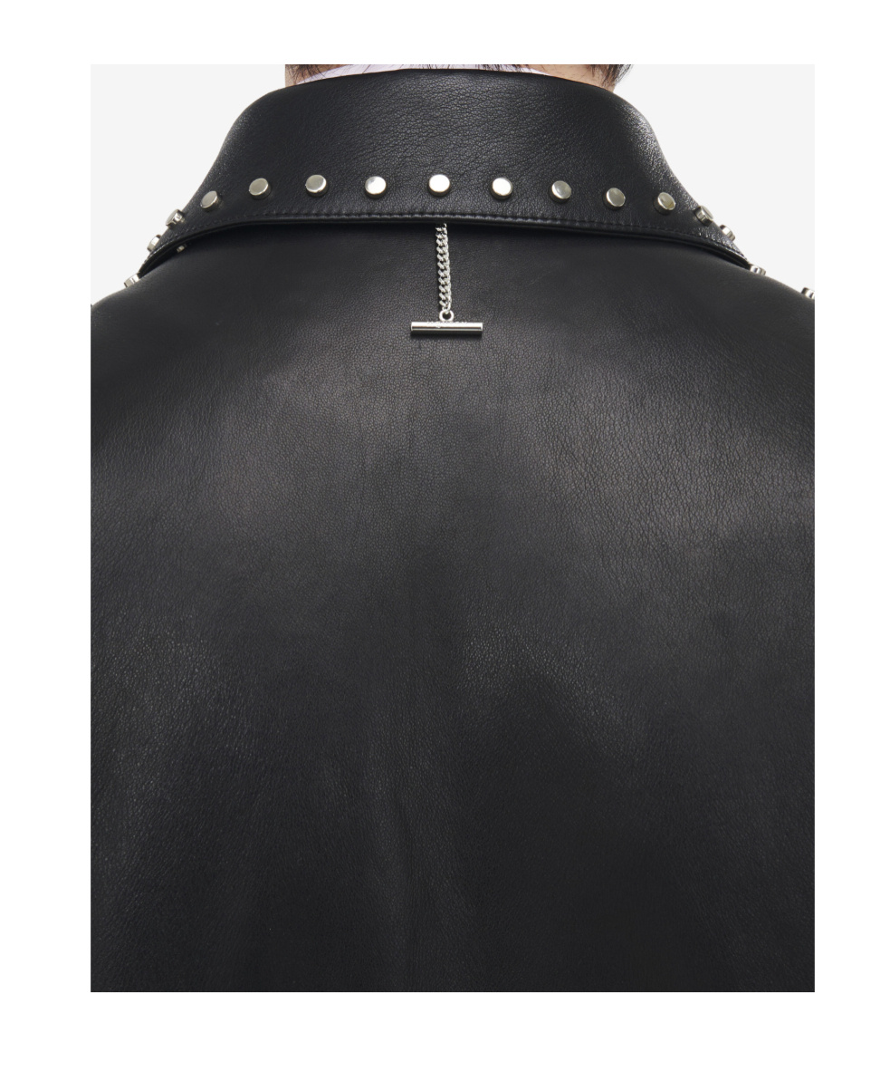 Alexander Mcqueen Studded Leather Aviator Jacket In Black