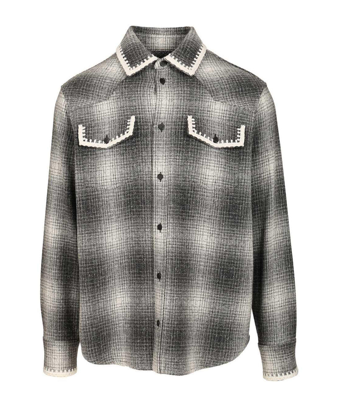 Golden Goose Checked Crochet-trimmed Shirt Jacket In Black