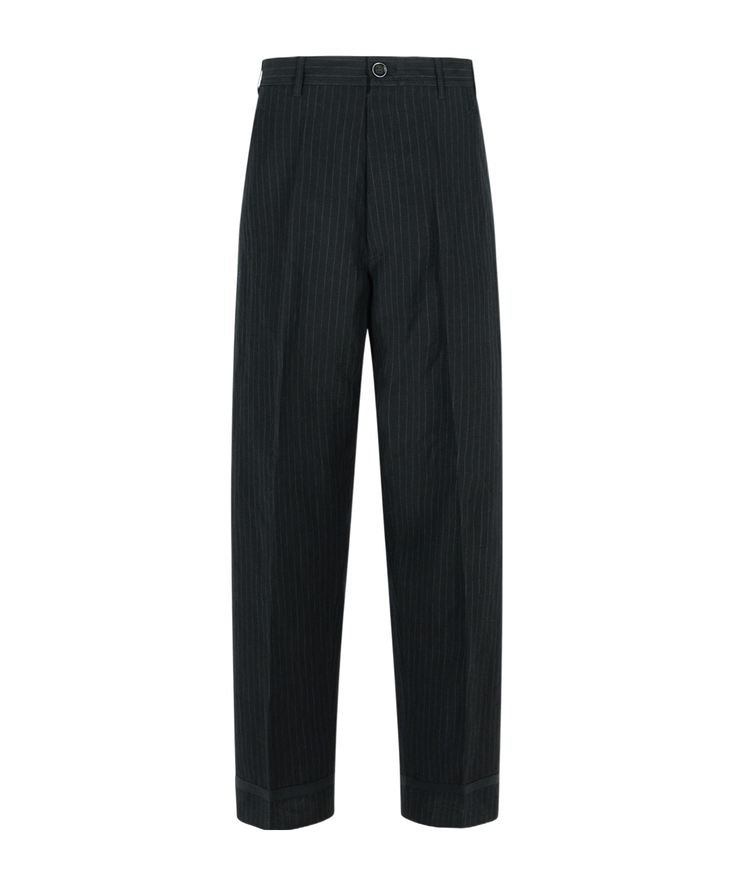 Maison Margiela Linen Blend Trousers Pinstripe Pattern In Black