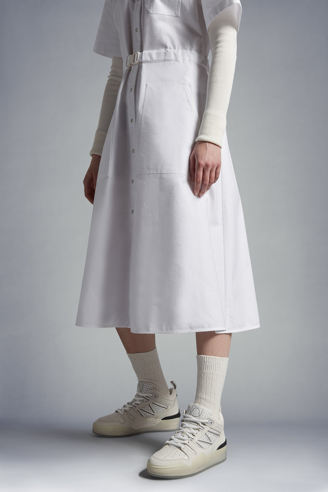 Moncler Pivot Leather Sneakers In White