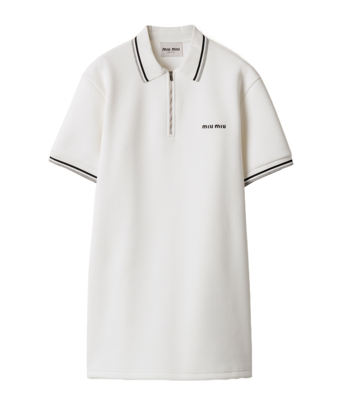 Miu Miu Cotton Pique Short-sleeve Polo Mini Dress In White