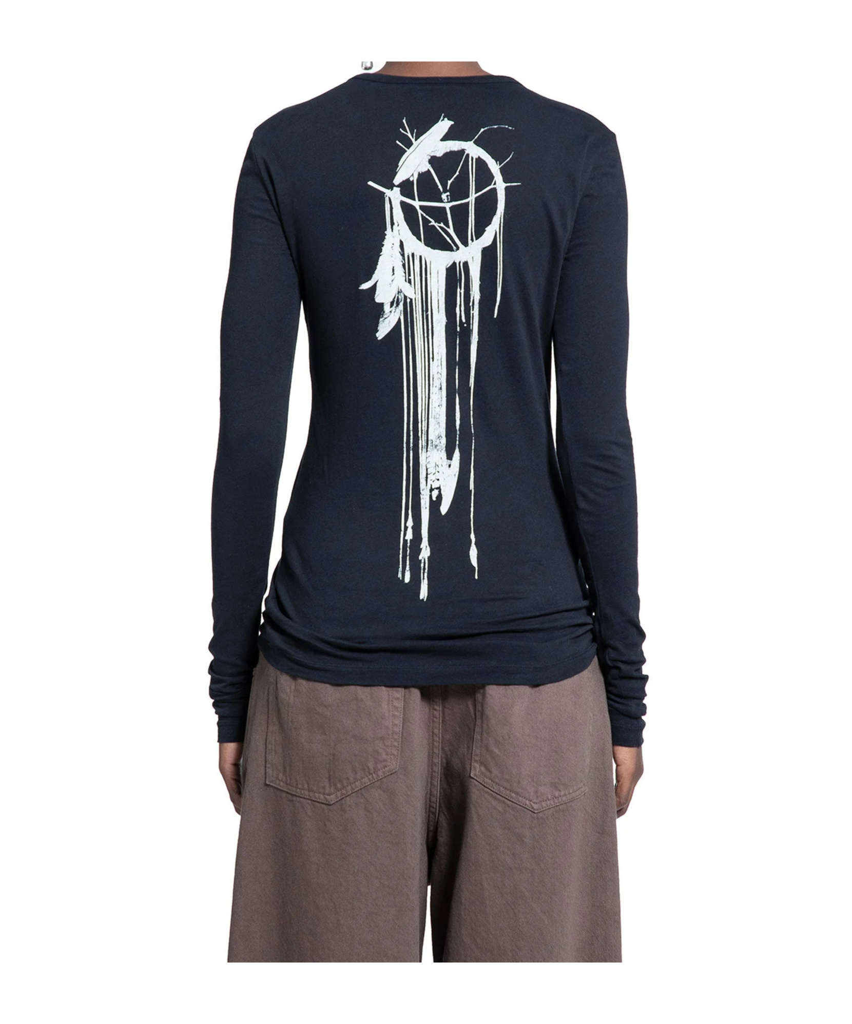 Ann Demeulemeester Fiene Printed Long Sleeve T-shirt In Black