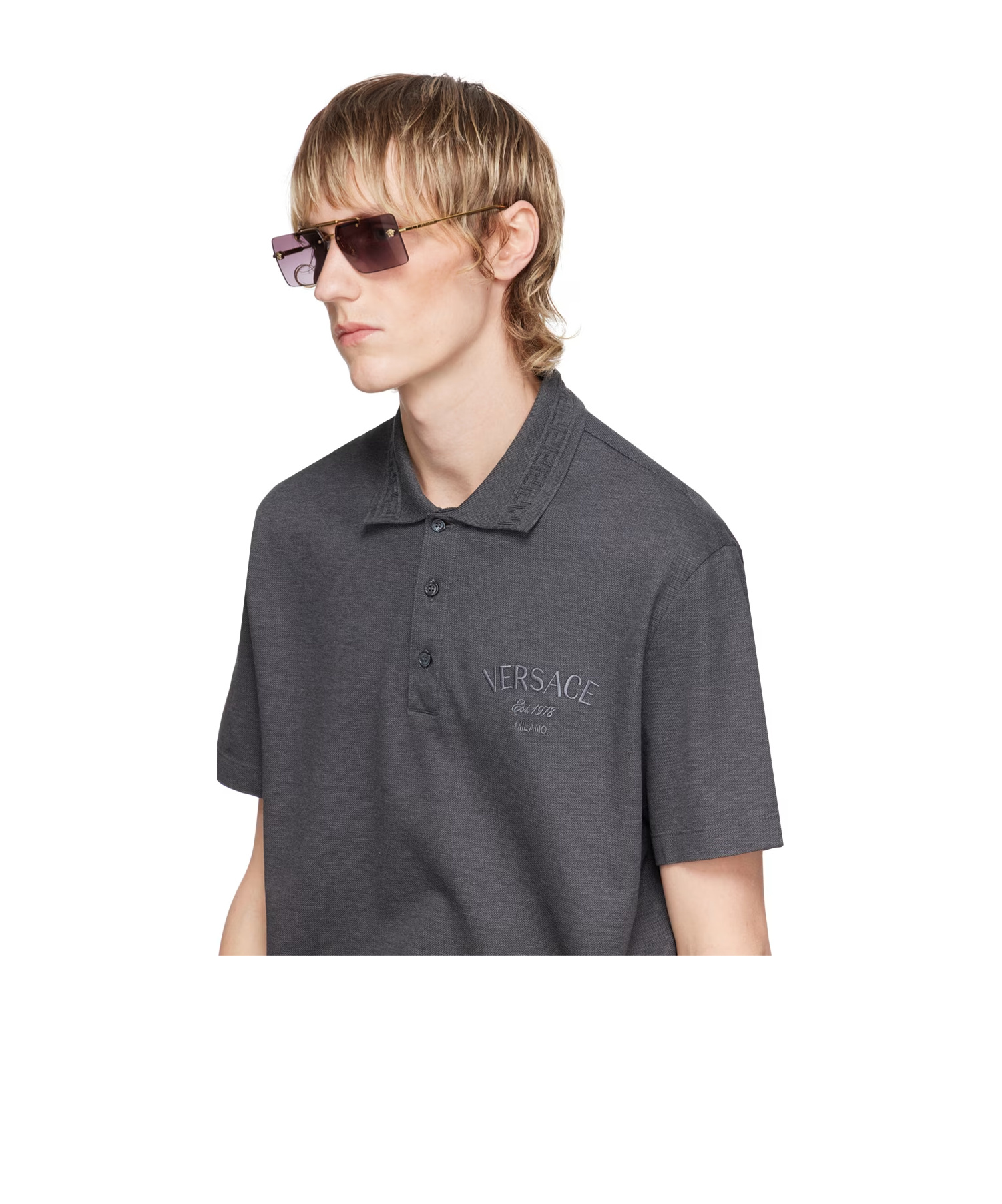 Versace Gradient Rectangle-frame Sunglasses In Gray