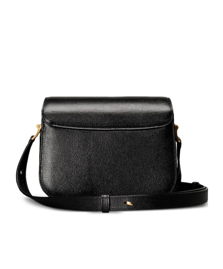 Ami Alexandre Mattiussi Grained Texture Adjustable Strap Bag Gold-tone Hardware In Black