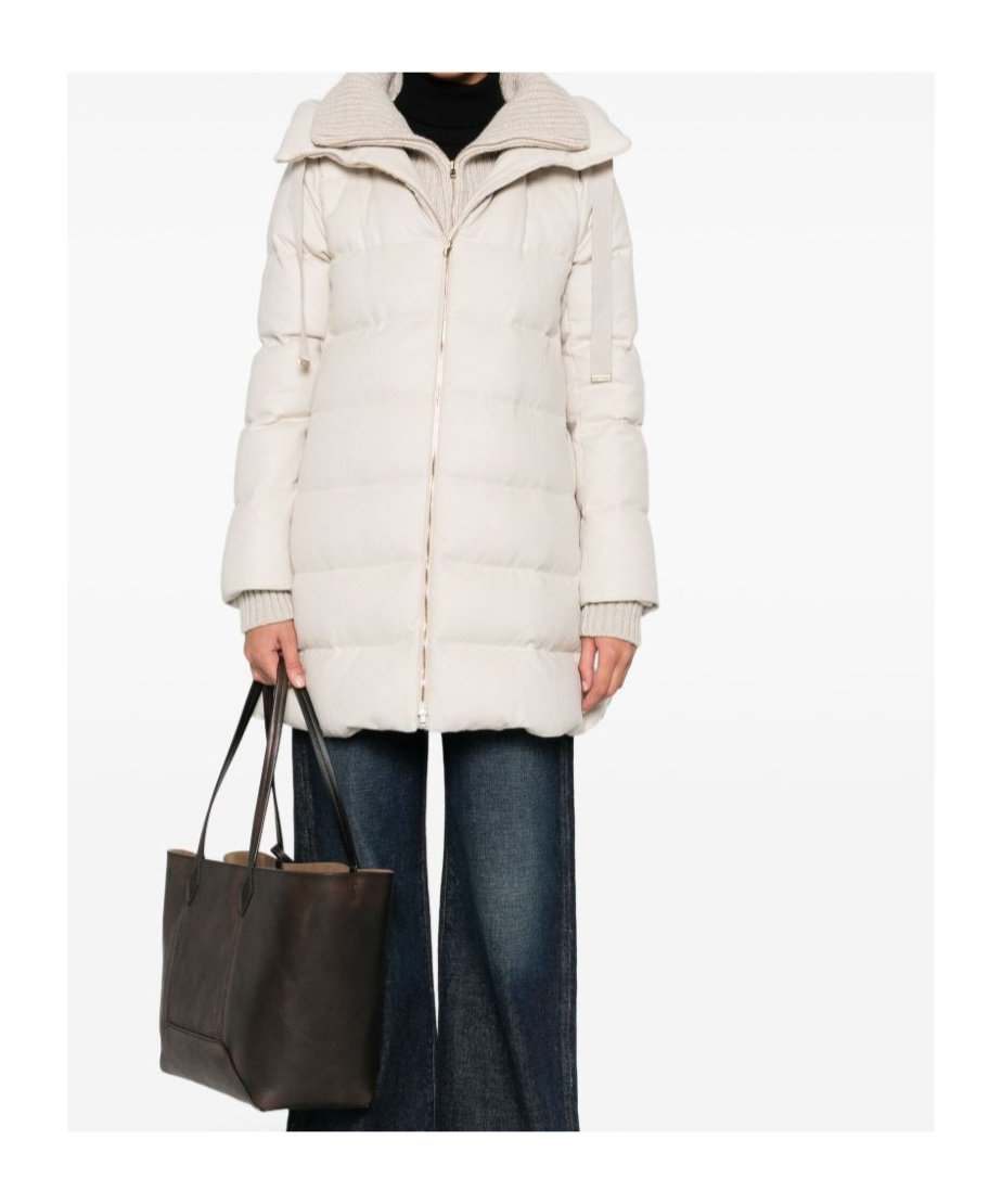 Herno Hooded Long Quilted Jacket And Pockets In Multi