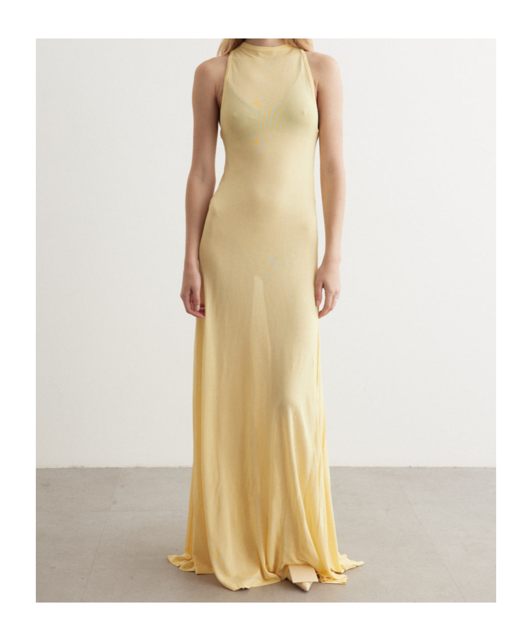 Shop Jacquemus La Robe Maille Sculta Semi Sheer Maxi Dress In Nude