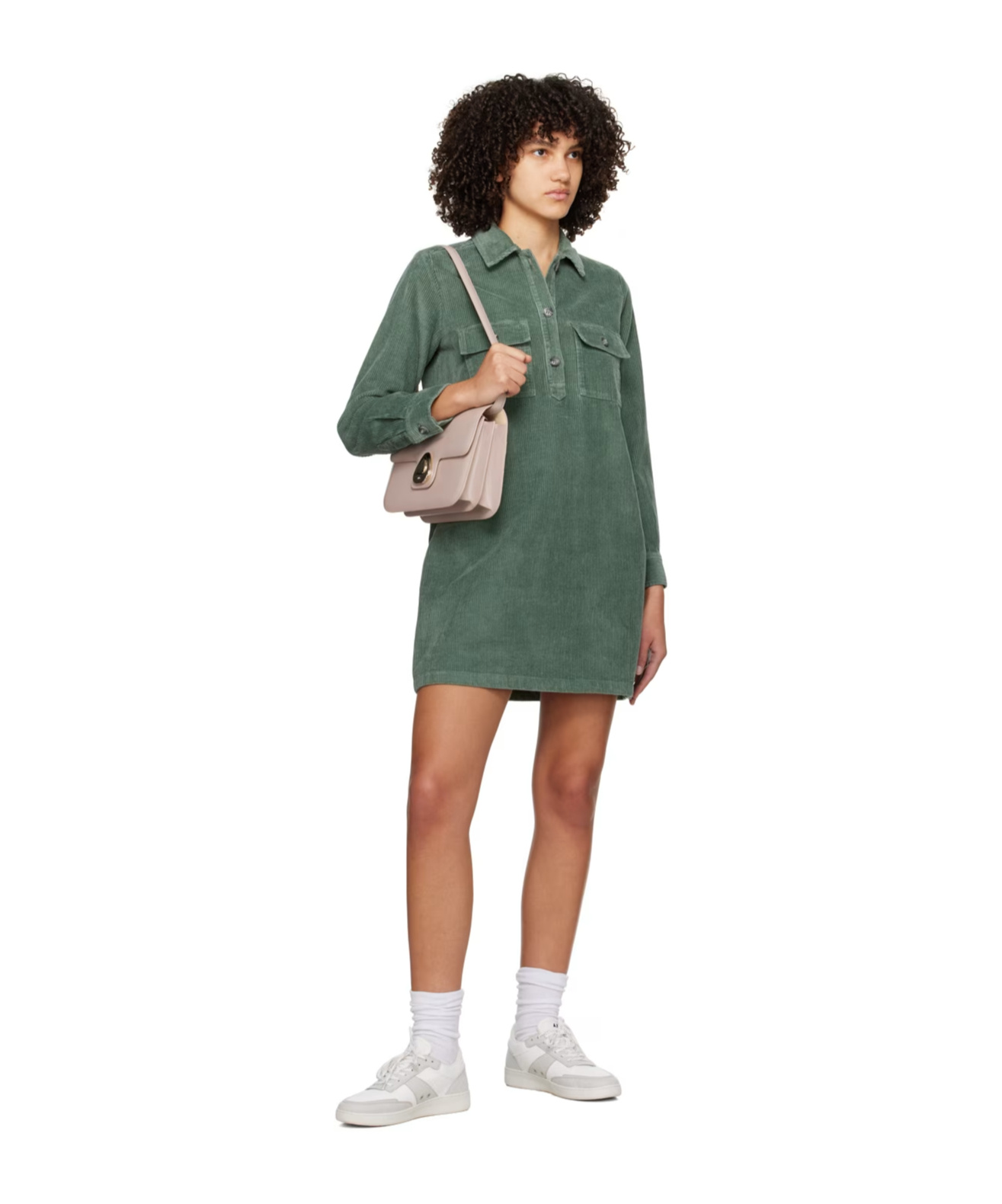 Apc Short Lapel Dress In Green