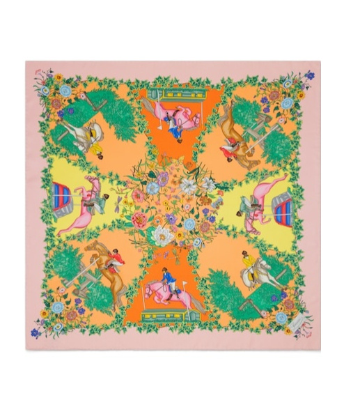 Gucci Flower Silk Square Towel In Multicolor