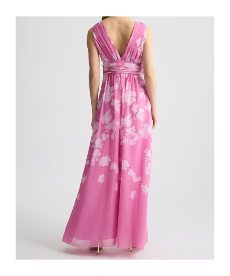 Liu •jo Long Pink Dress With Floral Design In Pink