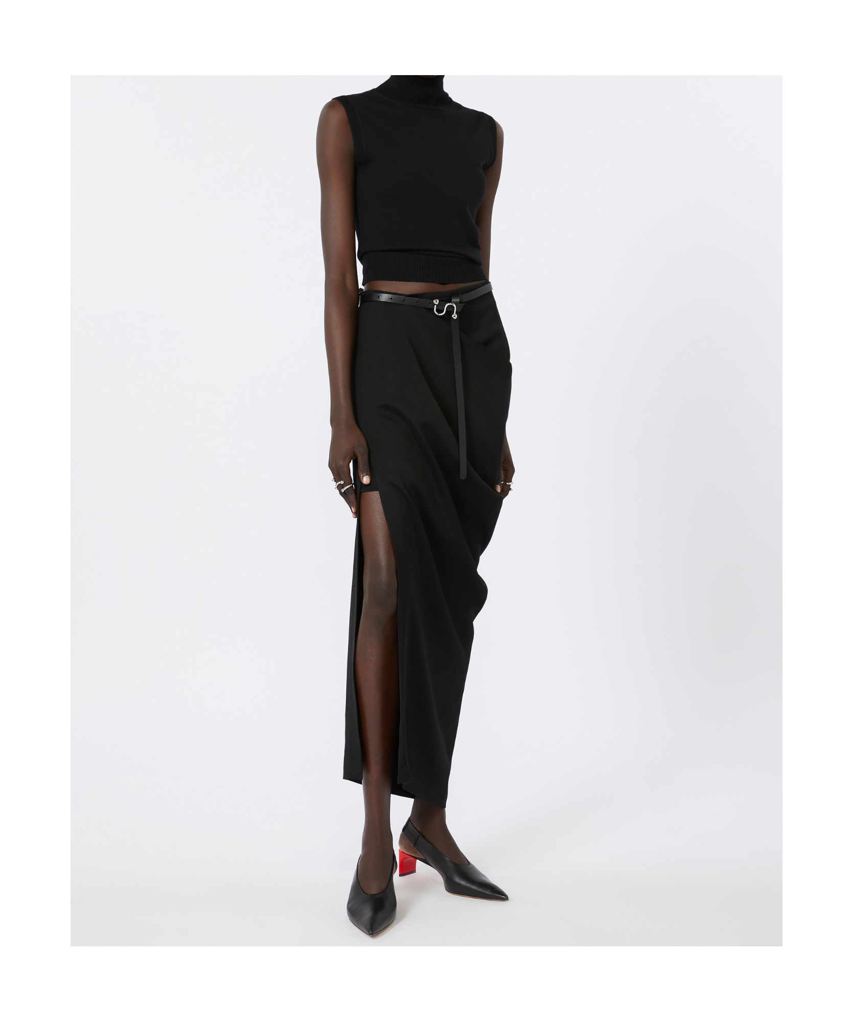 Sportmax Asymmetric Skirt With Draping In Black