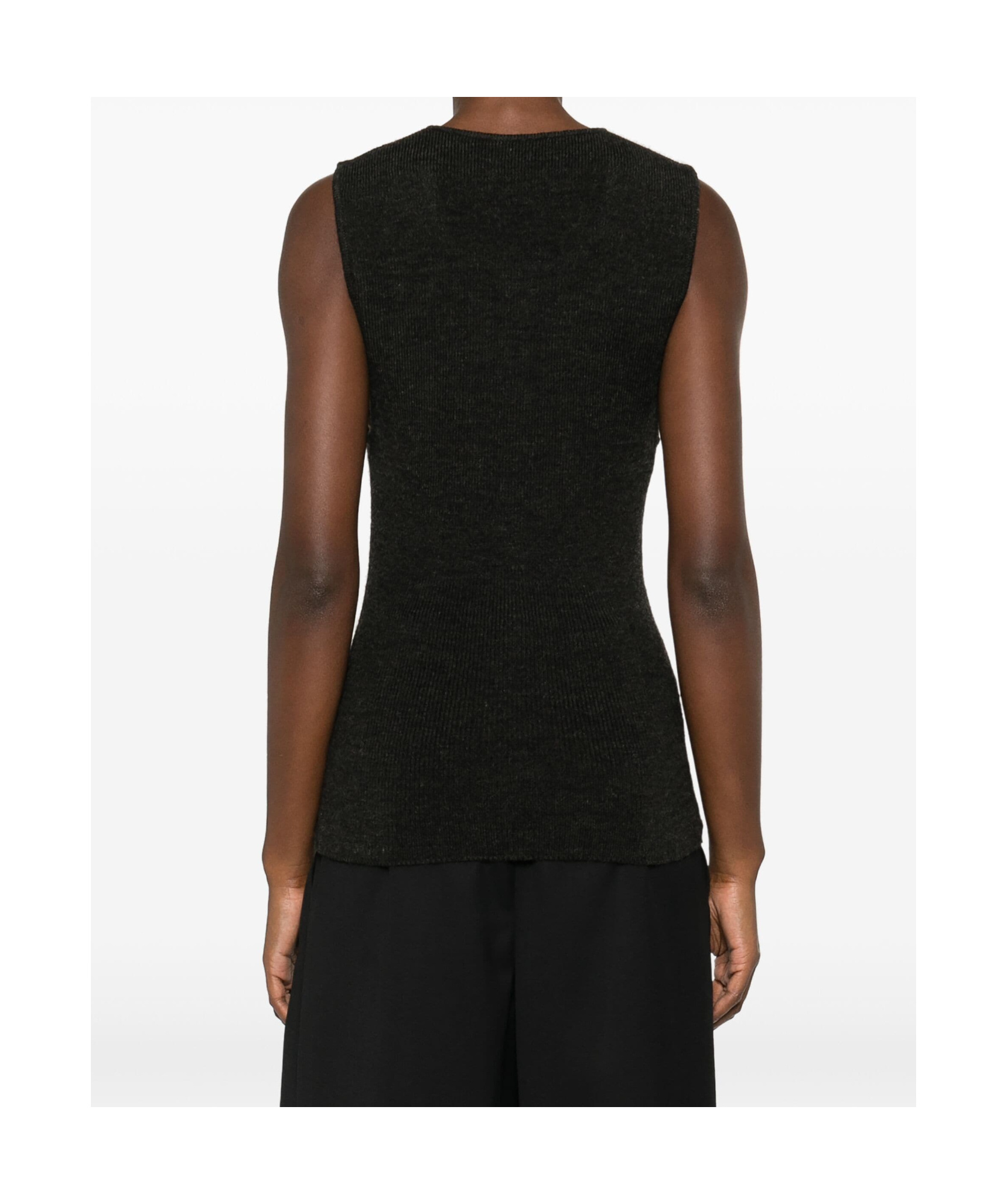 Lemaire Sleeveless Knitted Cardigan In Black