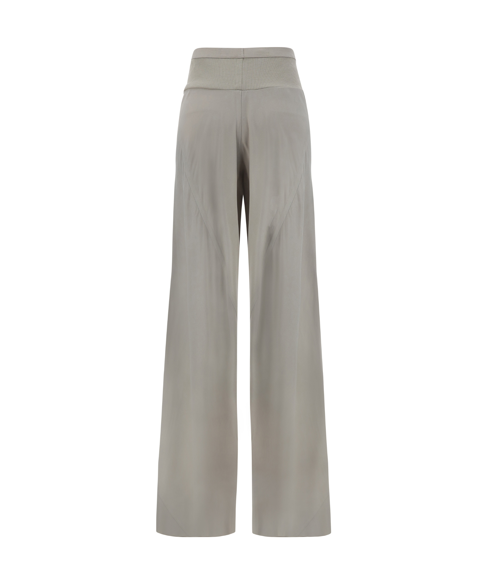 Rick Owens Ribbed-waistband Wide-leg Trousers In Gray