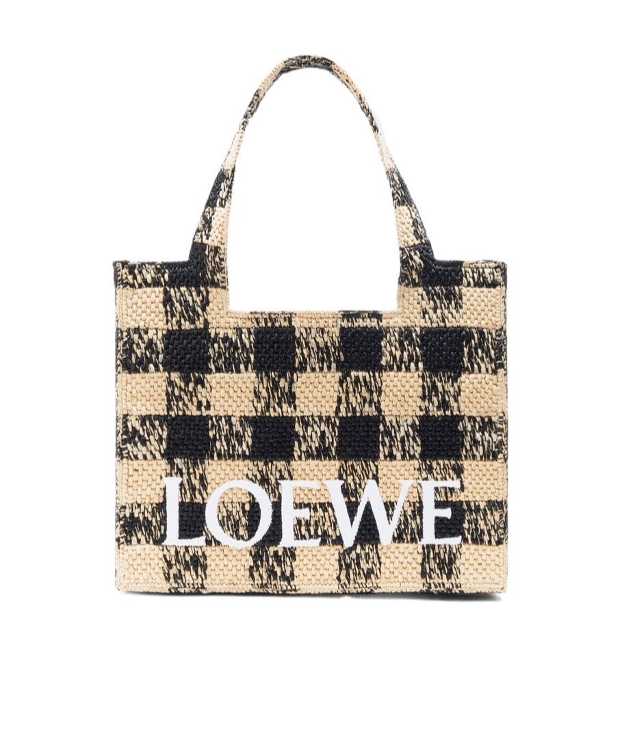 Loewe Font Small Tote Bag In Natural/black