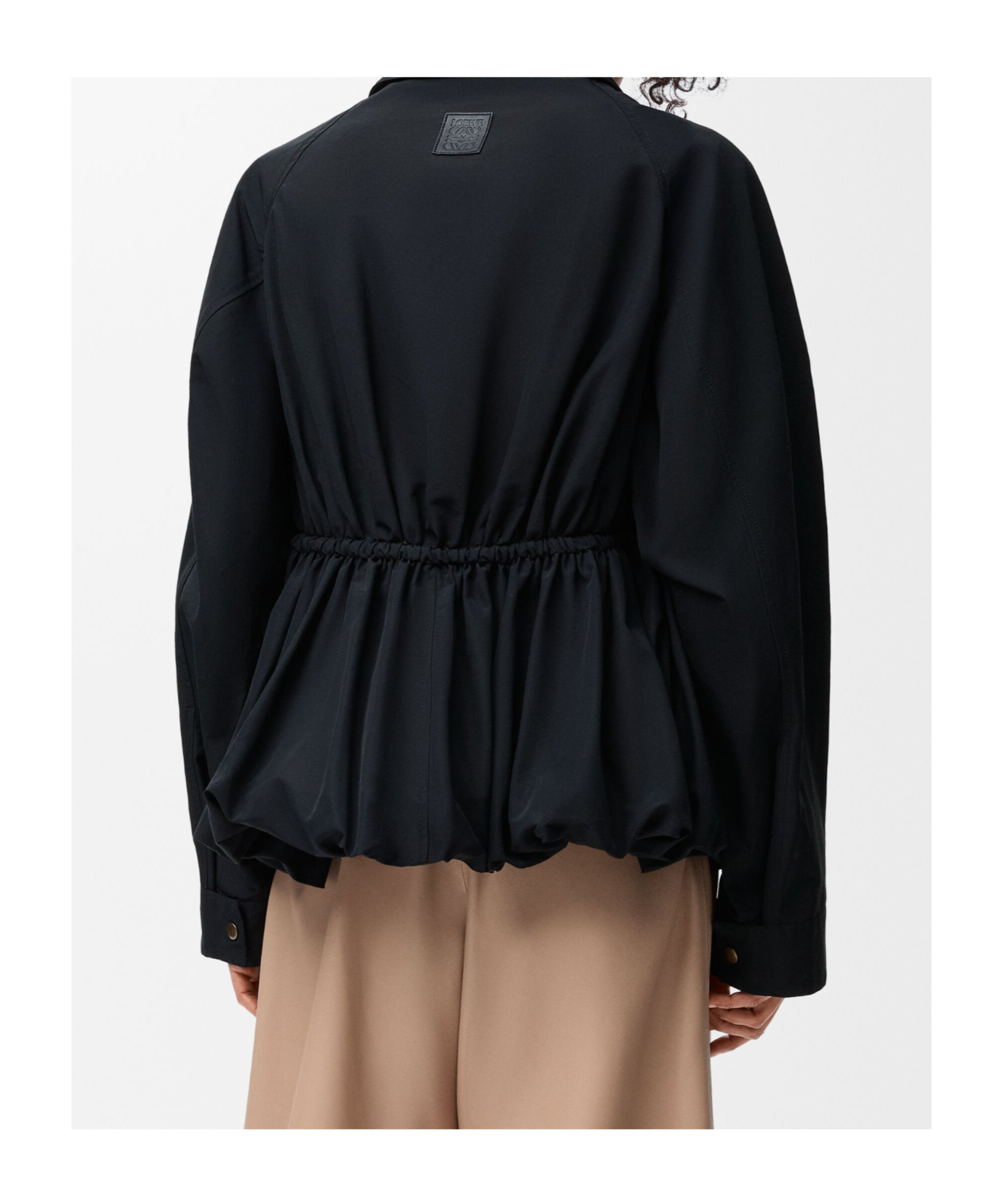 Loewe Womens Black Drawstring-waist Cotton-blend Jacket In Black