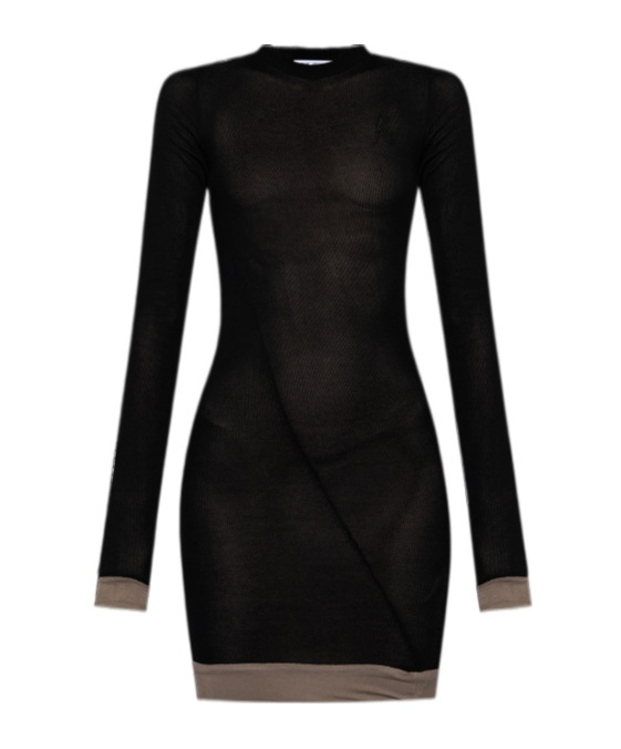 Shop Attico The Ribbed Mini Dress In Black