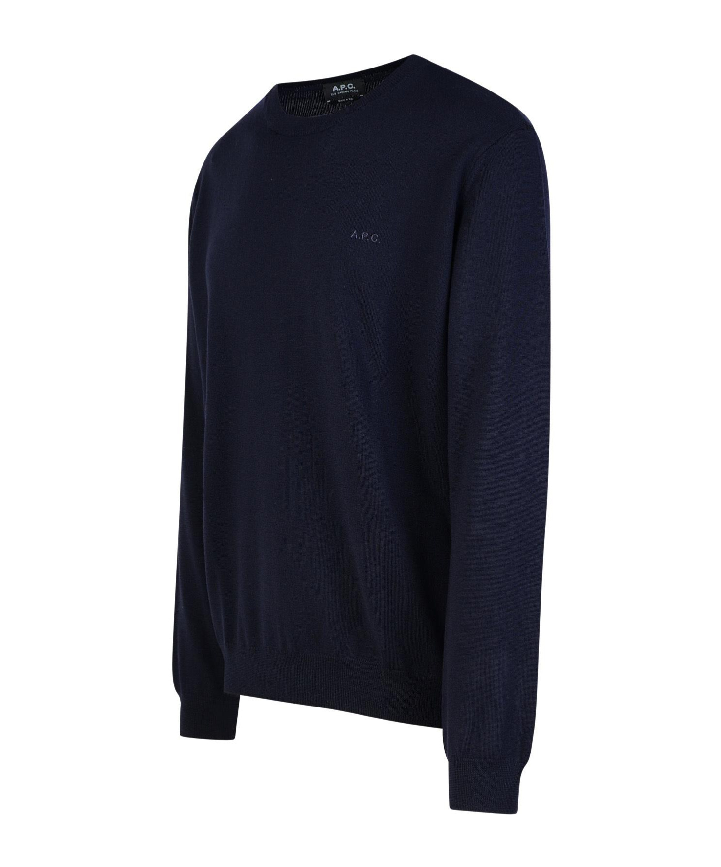 Apc Merino Wool Jumper With Tone-on-tone Embroidery In Black
