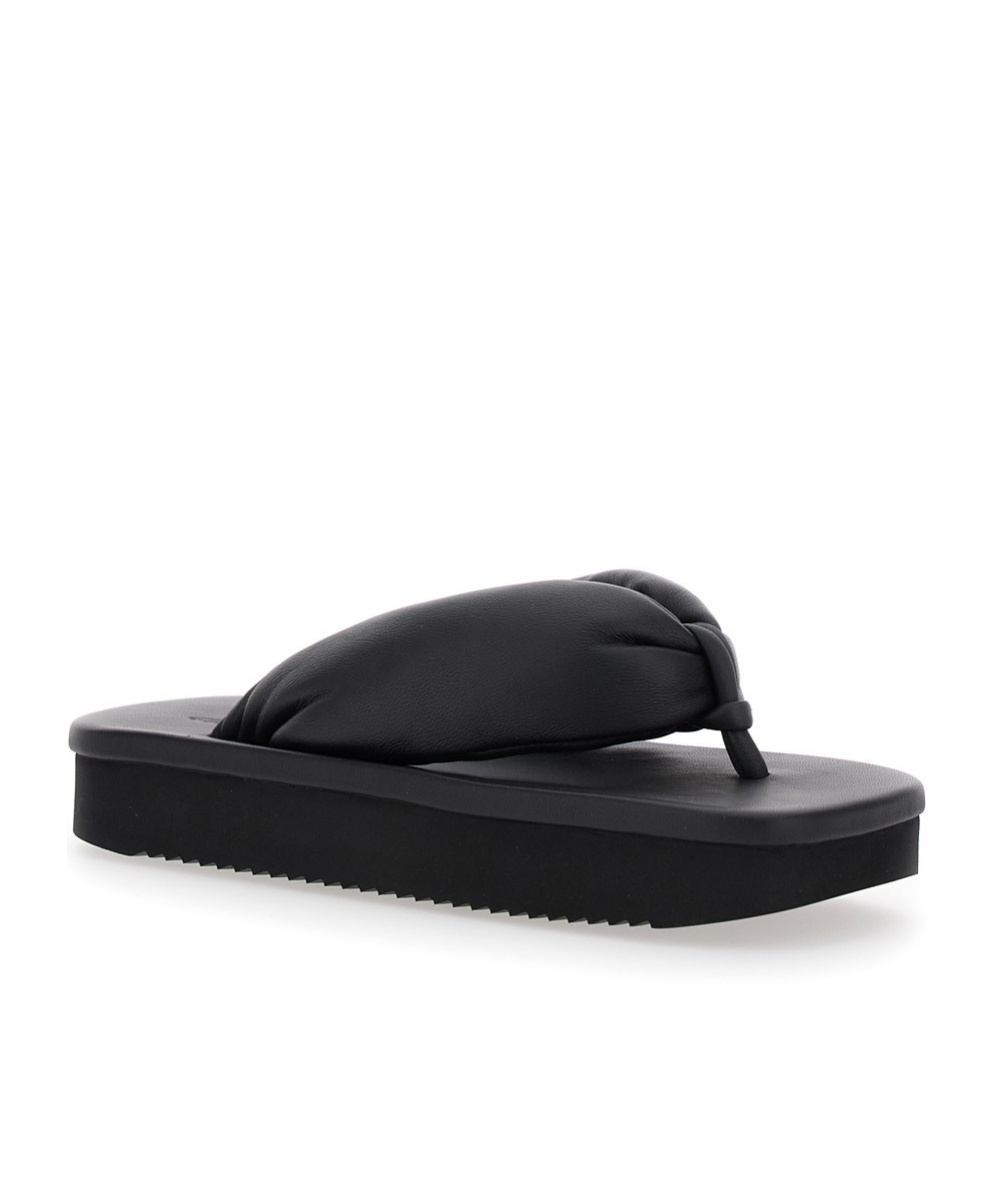Rick Owens Black Padded Sandals With Platform In Leather Woman In Black