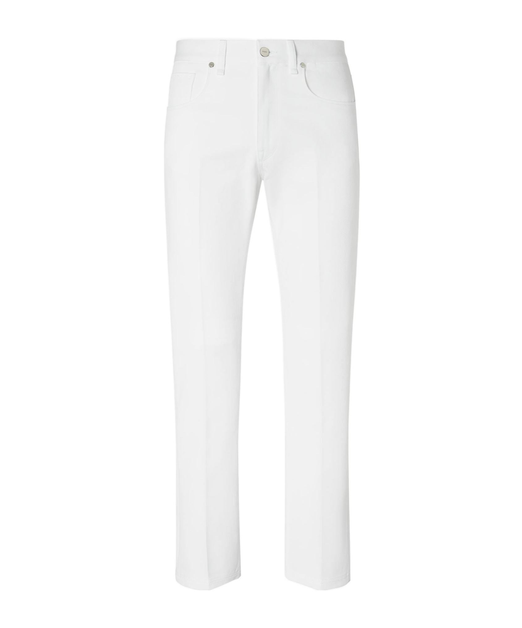 Fendi Regular Fit Denim Trouser With Ff Logo Embroidery In White