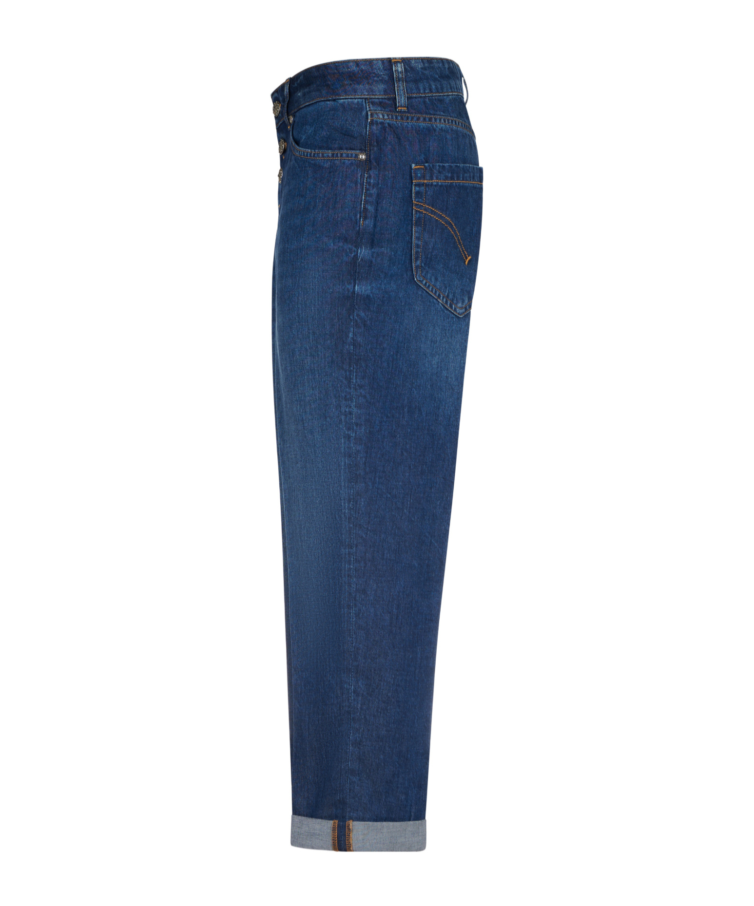 Dondup Timeless Blue Denim Jeans With Cuffed Hems In Blue