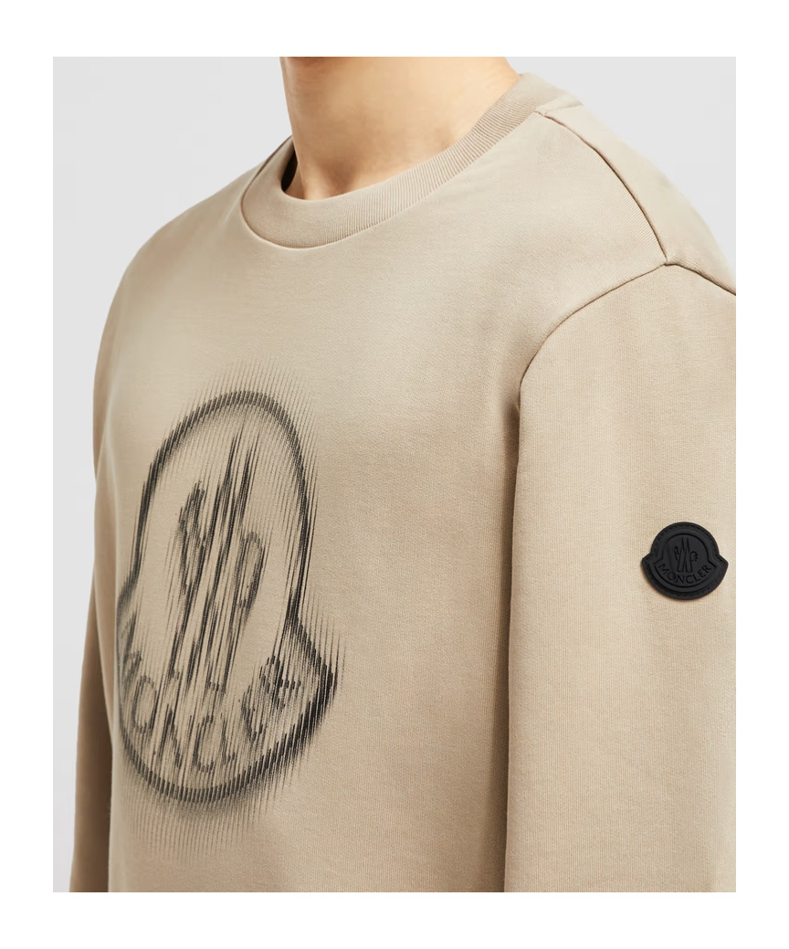 Moncler Blurred Logo Graphic Sweatshirt In Nude