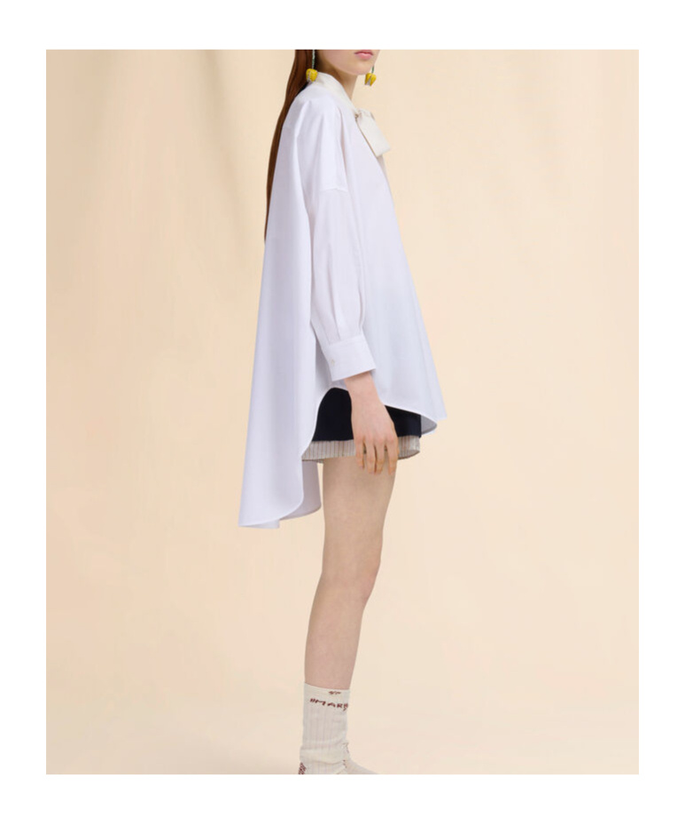 Marni Tie-neck Cotton Shirt Dress In White