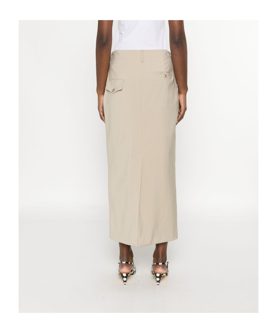 Moschino Virgin-wool Midi Skirt In Nude
