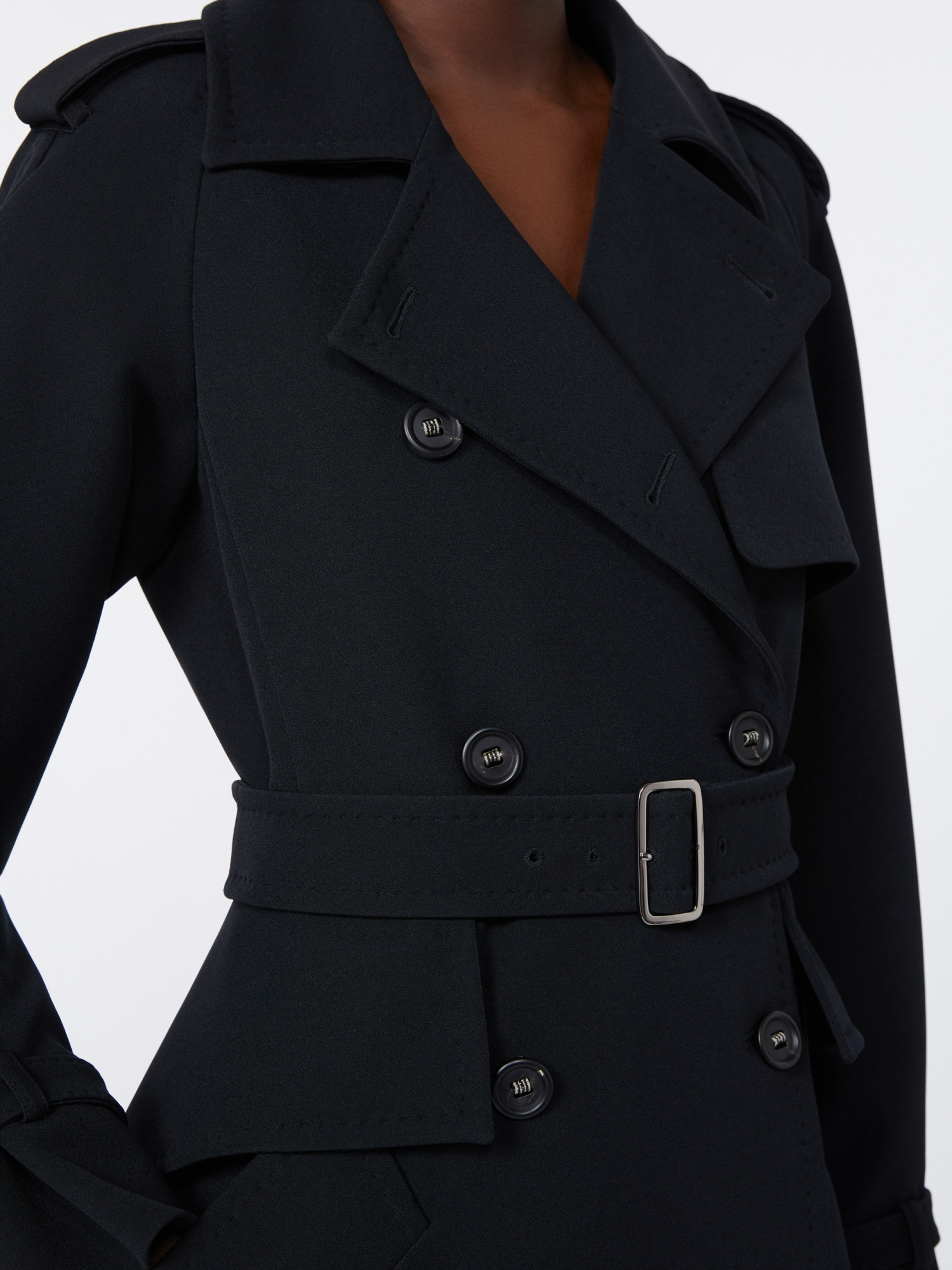 Max Mara Flavio Double-breasted Long Trench Coat In Black