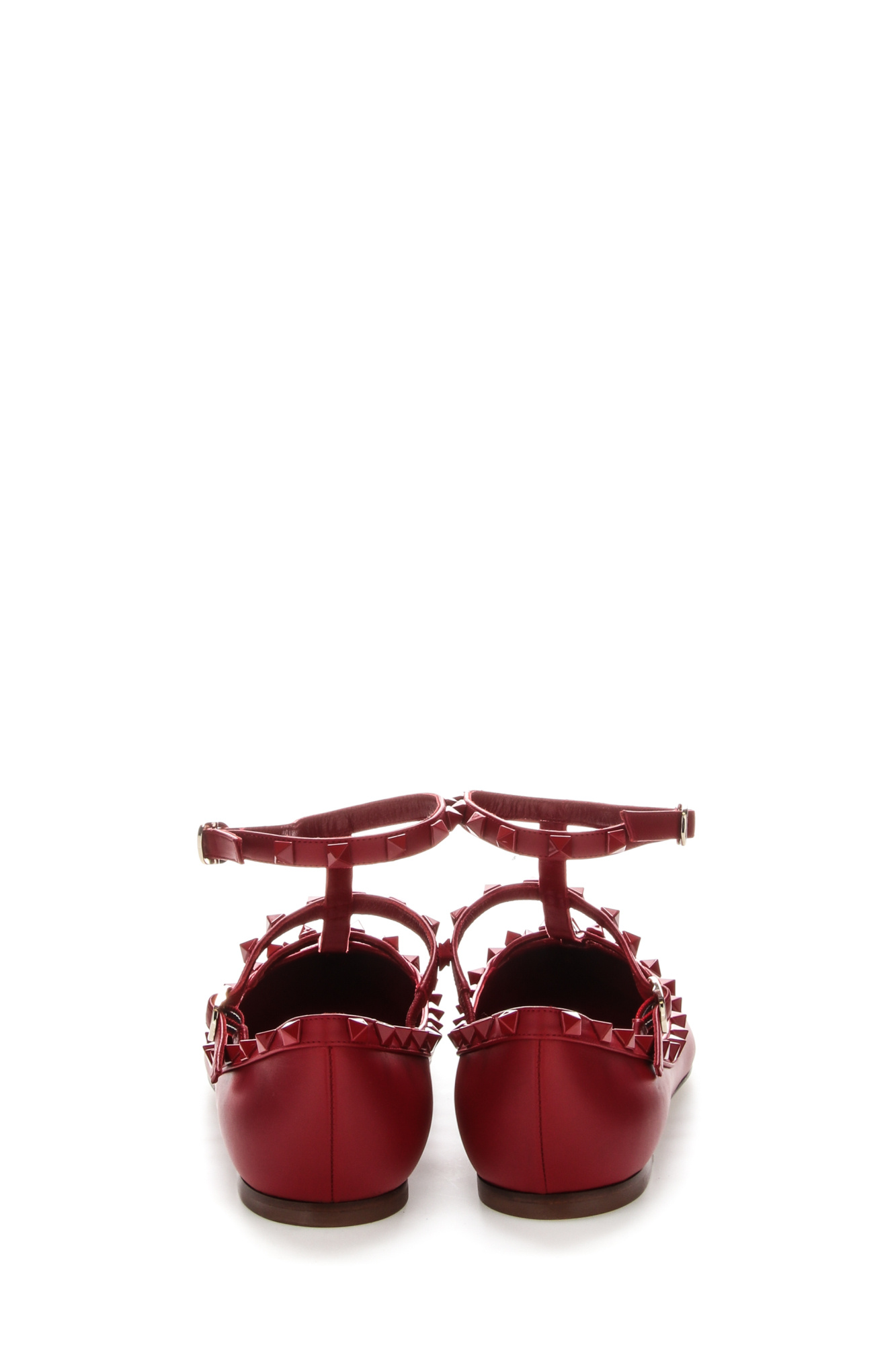 Valentino Rockstud Pointed Flats In Red