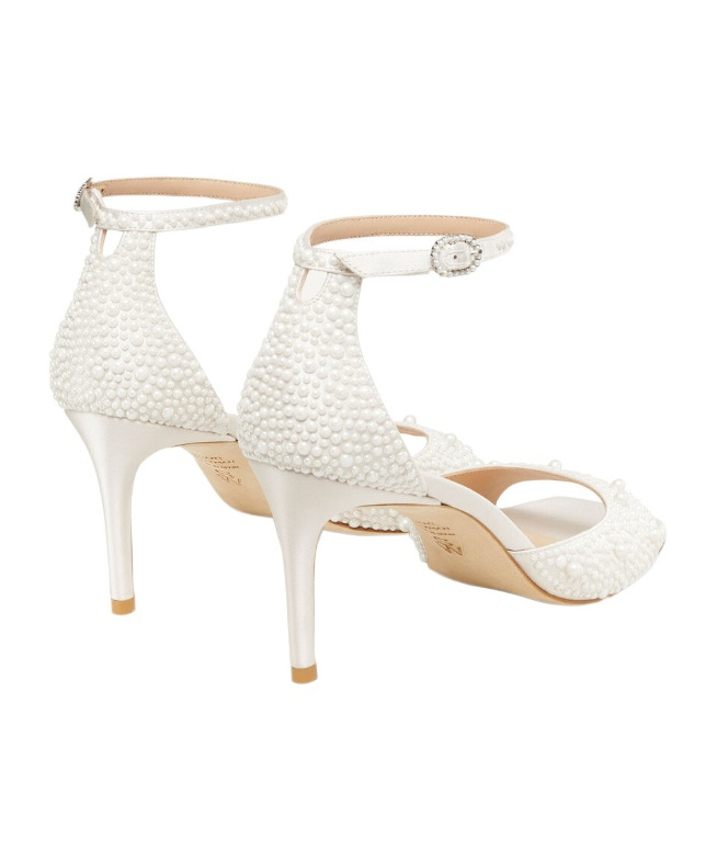 Stuart Weitzman 75mm Bliss Pearls Sandals In White