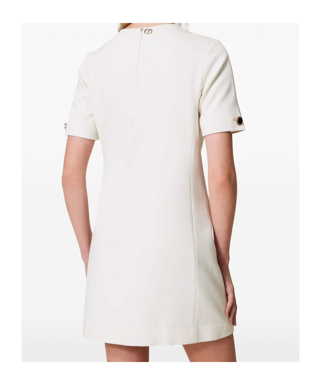 Shop Twinset Buttoned Mini Dress In White