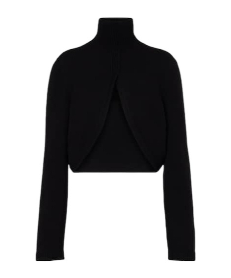 Alaïa Cropped Cashmere-blend Sweater In Black